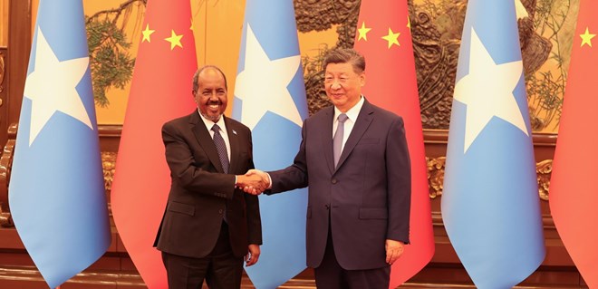Xasan Shiikh oo Kulan La Yeeshay Madaxweynaha Shiinaha Xi Jinping.